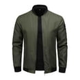 thumbnail image 1 of SHTXOZHI Mens Zip Up Jacket Lightweight Solid Color Coat Long Sleeve Casual Outwear with Zipper Jacket, 1 of 3
