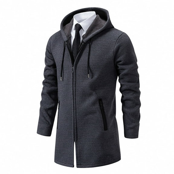 SHTXOZHI Mens Zip Up Jackets Casual Fall Winter Hooded Coat Long Sleeve Drawstring Outerwear with Pockets