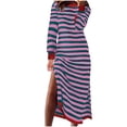 thumbnail image 1 of SHTXOZHI Midi Dresses for Women Long Sleeve Crewneck Striped Casual Fall Slit Dress with Pockets, 1 of 7