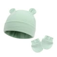 thumbnail image 1 of SHTXOZHI Newborn Baby Hats Mittens Set Cute Bear Ear Beanie Infant Boys Girls Caps Gloves, 1 of 2