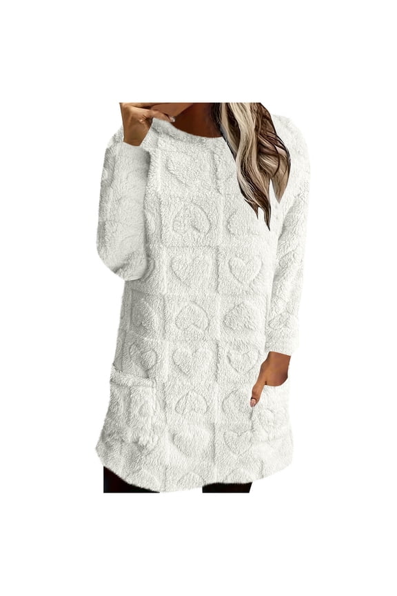 Pajama Tops for Women Fuzzy Fleece Winter Warm Shirts Lounge Pullover with Pockets