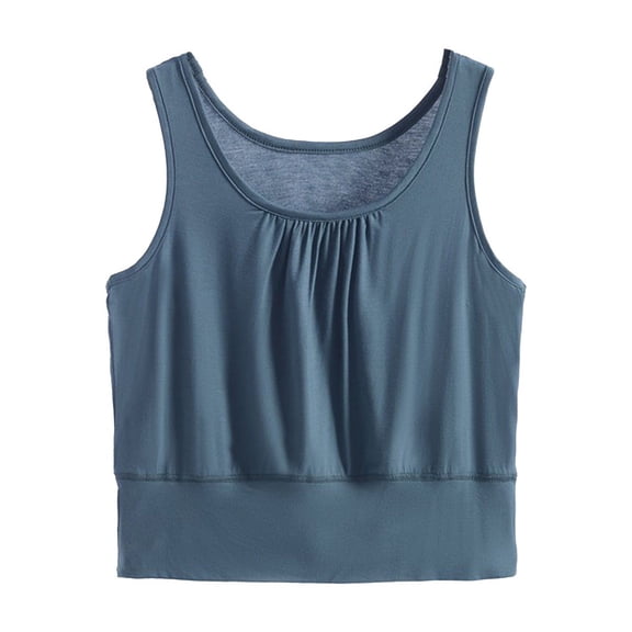 SHTXOZHI Plus Size Tops for Women Summer Sleeveless Crop Tank Tops Casual Pajama Tops Solid Color Shirts