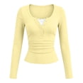 thumbnail image 1 of SHTXOZHI Ribbed Long Sleeve Tops for Women Lace Trim Fitted Dressy Shirts Solid Color Casual Work Base Layer, 1 of 9