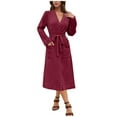 thumbnail image 1 of SHTXOZHI Robes for Women Long Knit Bathrobe Lightweight Spa Robe Soft Sleepwear with Pockets, 1 of 8