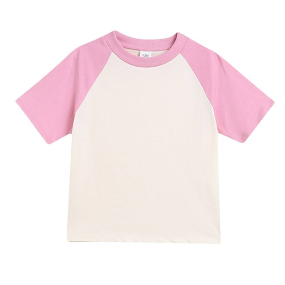 SHTXOZHI Short Sleeve T-Shirts for Boy Girl Color Block Casual Tees Spring Summer Crewneck Tops