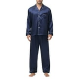 SHTXOZHI Silk Pajamas for Men Long Sleeve Pj Set Button Down Satin ...