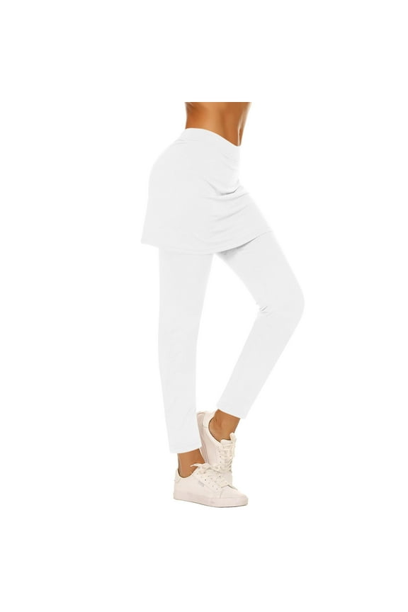 Skirted Legging for Women High Waisted Yoga Tennis Leggings Stretchy Workout Tight Pants