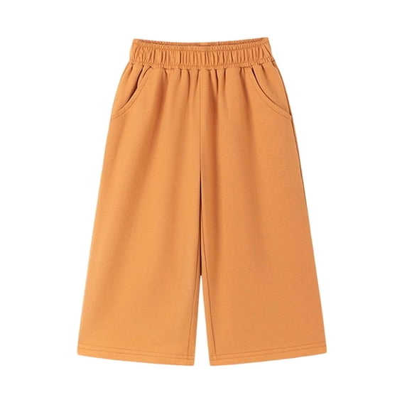 SHTXOZHI Soft Pants for Kids Wide Leg Comfortable Elastic Waist Pants Loose Solid Color Casual Vacation Bottoms