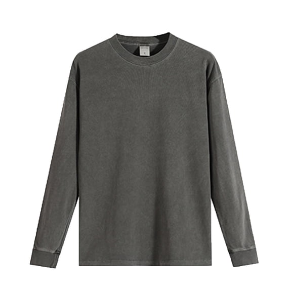 SHTXOZHI Soft T-Shirts for Men Long Sleeve Comfortable Tees Solid Color Undershirt Fall Winter Running Sport Basic Tops