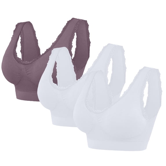 SHTXOZHI Sports Bras for Women Seamless Wireless Lace Bralette Push Up No Underwire Bras 2/3 Pack