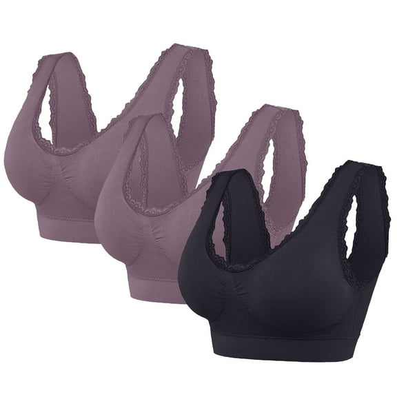 SHTXOZHI Sports Bras for Women Seamless Wireless Lace Bralette Push Up No Underwire Bras 2/3 Pack