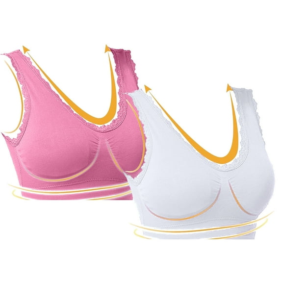 SHTXOZHI Sports Bras for Women Seamless Wireless Lace Bralette Push Up No Underwire Bras 2/3 Pack
