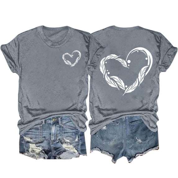 SHTXOZHI Summer Short Sleeve T-Shirts for Women Round Neck Graphic Tee Tops 2024 Fashion Tops