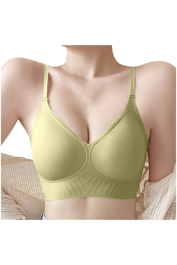 T Shirt Bras for Women Push Up Smoothing Seamless Bra No Underwire V Neck Bralettes
