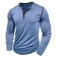 thumbnail image 1 of SHTXOZHI T-Shirt for Men Long Sleeve Running Workout Athletic Shirt Color Block Button Casual Tee Top, 1 of 5