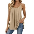 thumbnail image 1 of SHTXOZHI Tank Tops for Women Spaghetti Straps Tanks Plus Size Casual Pleated Scoop Neck Loose Sleeveless Tank Tops, 1 of 6