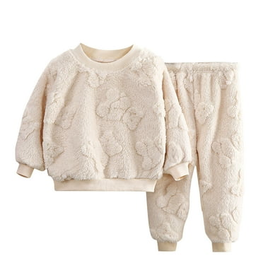 SHTXOZHI Toddler Baby Girl Boy 2 Piece Clothes Set Kid Fall Winter Outfit Fleece Fuzzy Long Sleeve Tops Pants