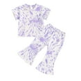 thumbnail image 1 of SHTXOZHI Toddler Baby Girl Clothes Summer Fall Outfit Tie-Dye Short Sleeve T-Shirt & Flare Pants Set, 1 of 7