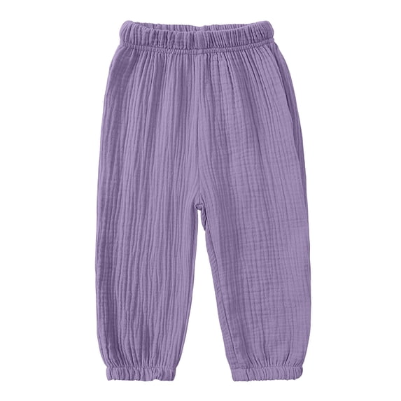 SHTXOZHI Toddler Boys Girls Comfortable Joggers Elastic High Waist Beach Pants Vacation Going-Out Solid Color Bottoms