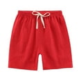 thumbnail image 1 of SHTXOZHI Toddler Boys Girls Cotton Linen Shorts Kids Elastic Waist Drawstring Casual Summer Shorts, 1 of 4