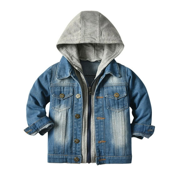 SHTXOZHI Toddler Boys Girls Denim Jackets Kids Button Down Collar Jean Jackets Fall Winter Coat