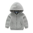thumbnail image 1 of SHTXOZHI Toddler Boys Girls Long Sleeve Hooded Jacket Kids Zip Up Fall Coat with Pockets, 1 of 2