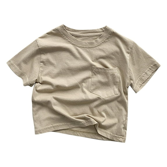 SHTXOZHI Toddler Boys Girls Tees Kids Short Sleeve Crewneck Shirt Solid Color Tops 2-10 Years