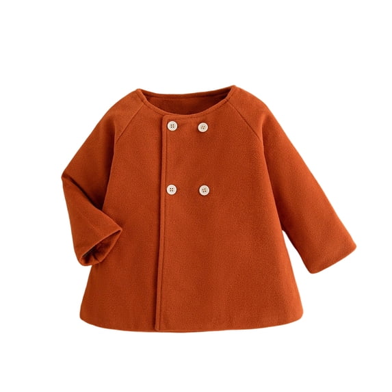SHTXOZHI Toddler Girls Double Button Down Jackets Long Sleeve Fashion Cute Coat Solid Color Casual Outerwear Top
