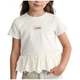 thumbnail image 1 of SHTXOZHI Toddler Girls Lace Hem T-Shirt Short Sleeve Crew Neck Cute Ruffle Top Casual Summer Outdoor Tees, 1 of 6