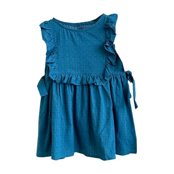 SHTXOZHI Toddler Girls Summer Dress Round Neck Sleeveless Casual Sundress Kids Beach Dress