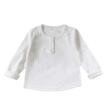 SHTXOZHI Toddler Kid Baby Boy Girl Long Sleeve Undershirts Crewneck Solid Color Basic Tee Tops