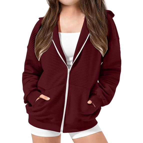 SHTXOZHI Toddler Kids Boys Girls Hooded Jacket Fall Zip Up Long Sleeve Sweatshirts with Pockets