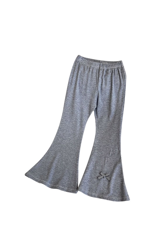 Toddler Kids Girls Elastic Waisted Flare Leggings Bow Bell Bottom Pants Stretch Dance Pants