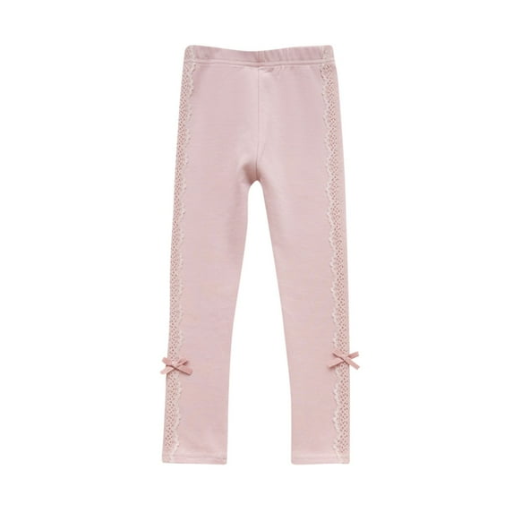 SHTXOZHI Toddler Kids Girls Elastic Waisted Pants Casual Solid Color Bow Pants for 1-7 Years