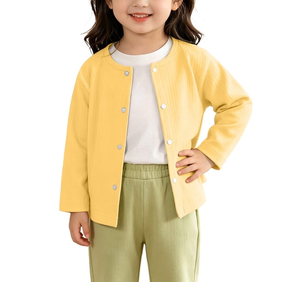 SHTXOZHI Toddler Knitted Cardigan Button Down Long Sleeve Sweater Solid Color Casual Basic Soft Outerwear Tops