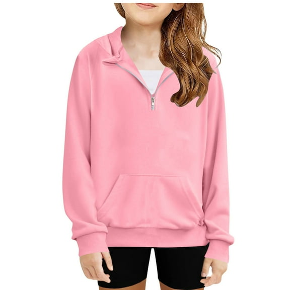 SHTXOZHI Toddler Zipper Pullover Sweatshirts with Pockets Kids Boy Girl Fall Long Sleeve Tops