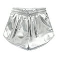 thumbnail image 1 of SHTXOZHI Unisex Kids Boys Girls Leather Shorts Toddler Elastic Waist Drawstring Shorts with Pockets, 1 of 4