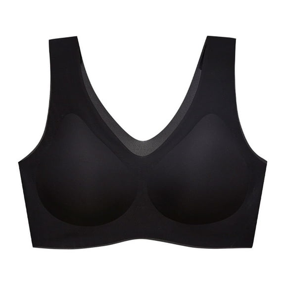 SHTXOZHI V Neck Sport Bras for Women Push Up Seamless Bra No Underwire Comfort Smoothing Bra