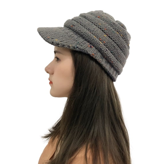 SHTXOZHI Warm Winter Hats for Women Knitted Crochet Beanies with Brim Outdoor Snow Ski Caps