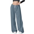 thumbnail image 1 of SHTXOZHI Wide Leg Sweatpants for Women Elastic Waist Drawstring Lounge Pants with Pockets, 1 of 8