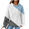 thumbnail image 1 of SHTXOZHI Women's Casual Fall Sweatshirts Drawstring Long Sleeve Shirt Color Block Pullover Tops with Pockets, 1 of 6