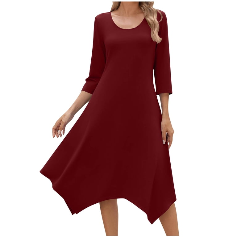 navy blue dress for baby girl Ever-Pretty Inclusive Plus Size A-Line Sequin Midi Dress with 3/4 Sleeve for Summer Formal Wedding Guest Dress main image 0