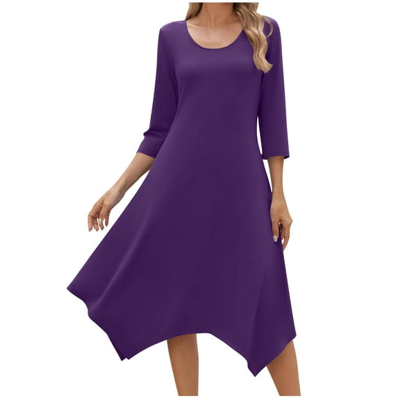 SHTXOZHI Women's Cocktail Dresses 3/4 Sleeve Crewneck A-Line Vintage Wedding Guest Dress