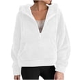 thumbnail image 1 of SHTXOZHI Women's Fuzzy Sherpa Jackets Half Zipper Plush Hoodies Winter Warm Coat Outerwear, 1 of 9