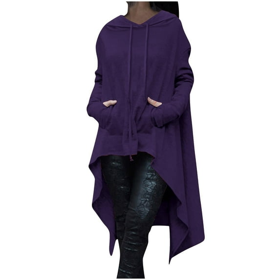 SHTXOZHI Women's Hoodies Sweatshirts with Pockets Long Sleeve Asymmetrical Loose Tunic Tops