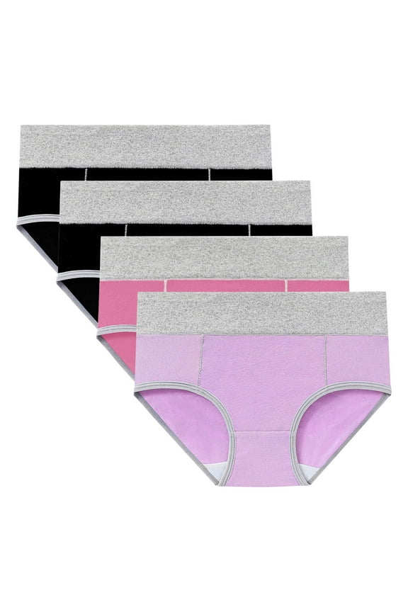 Women's Leakproof Panties High Waisted Period Underwear Breathable Full Coverage Briefs 4 Pack