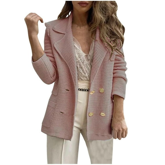 SHTXOZHI Women's Long Sleeve Corduroy Blazer Open Front Button Down Cardigan Business Work Jacket