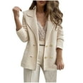 thumbnail image 1 of SHTXOZHI Women's Long Sleeve Corduroy Blazer Open Front Button Down Cardigan Business Work Jacket, 1 of 6