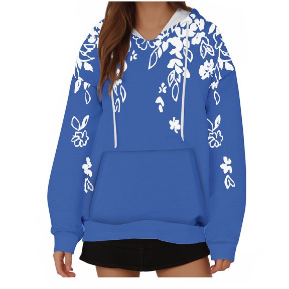 SHTXOZHI Women's Long Sleeve Hoodies Pullover Tops Drawstring Sweatshirts with Pocket Trendy Fall Outfit