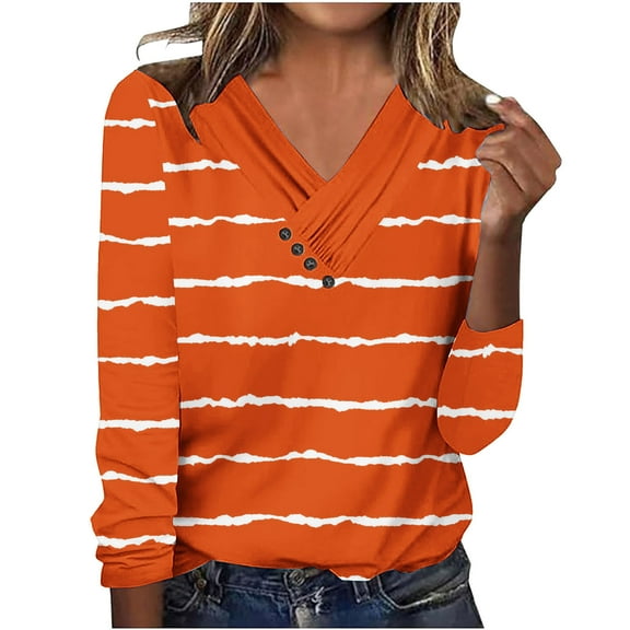 SHTXOZHI Women's Long Sleeve Shirts Ruffle V Neck Print Blouse Tops Casual Fall Outfit